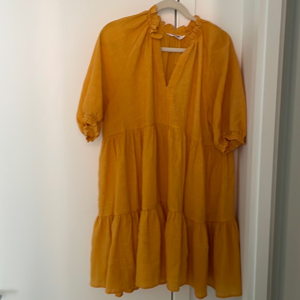 Light and flowy mustard fall dress!